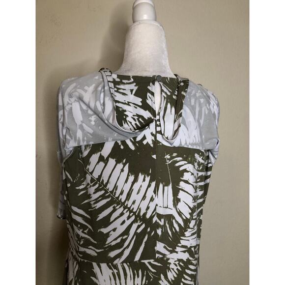 Chico’s Travelers Palm Leaf Print Maxi‎ Dress Green & White Sleeveless Tropical - Picture 15 of 16
